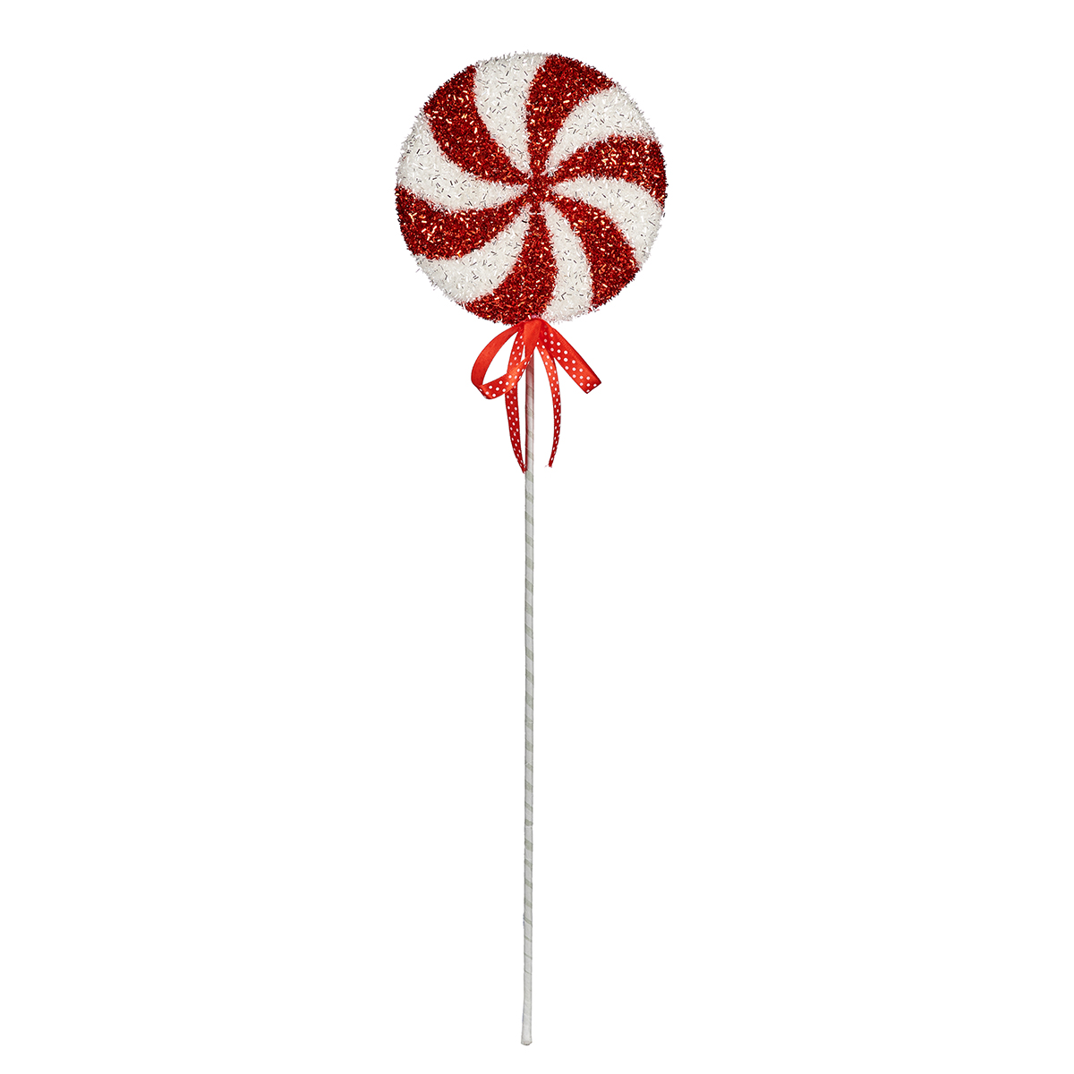 Haste Doce De Natal Espiral Vermelho E Branco 70cm