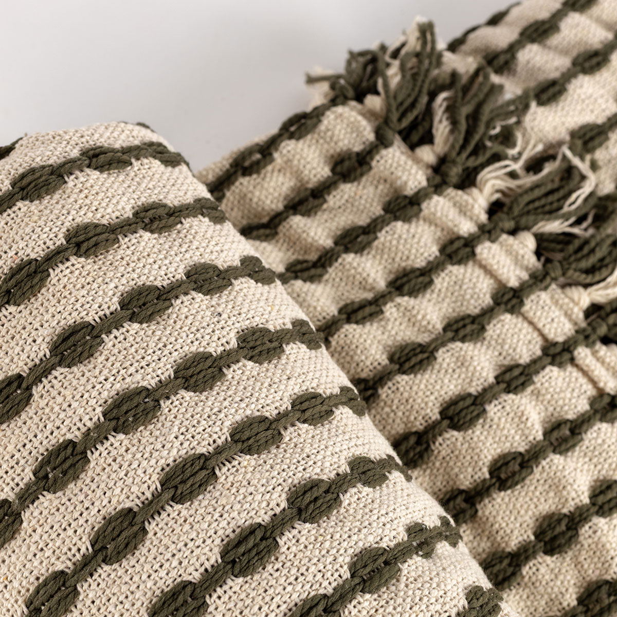 Manta ELM beige y verde 130x160cm