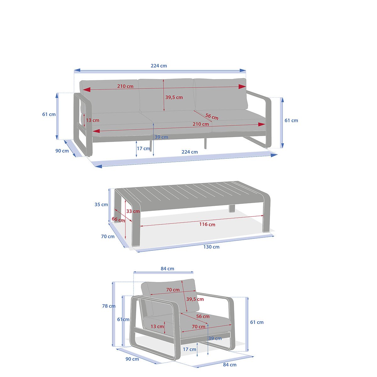 Juego de jard&iacute;n DOMILLY 5 plazas color caf&eacute;