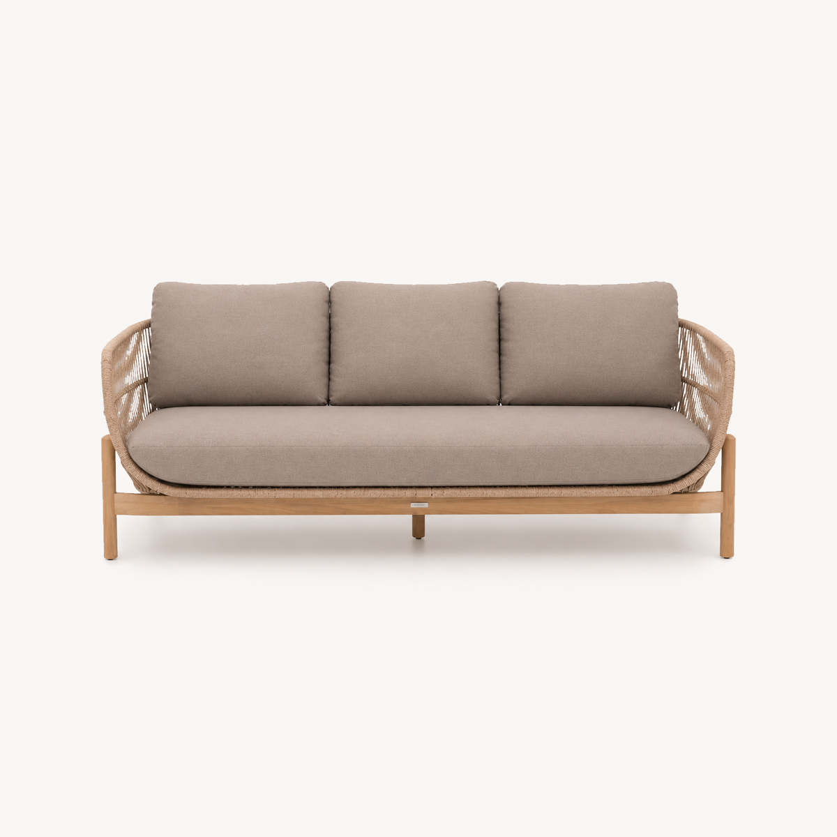 Sof&aacute; DEONA gris pardo de madera acacia 3 plazas