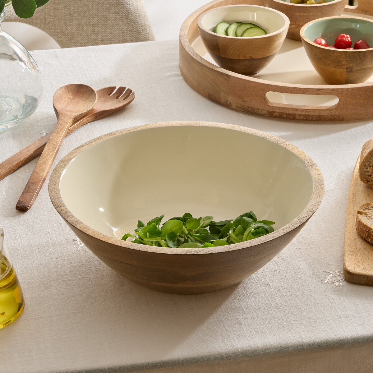Ensaladera INAYA blanco de madera de mango 30cm