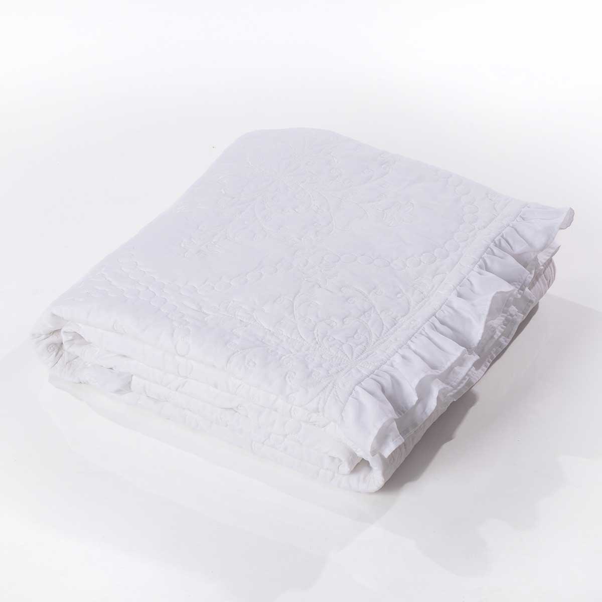 Edred&oacute;n blanco con flores 220x240cm