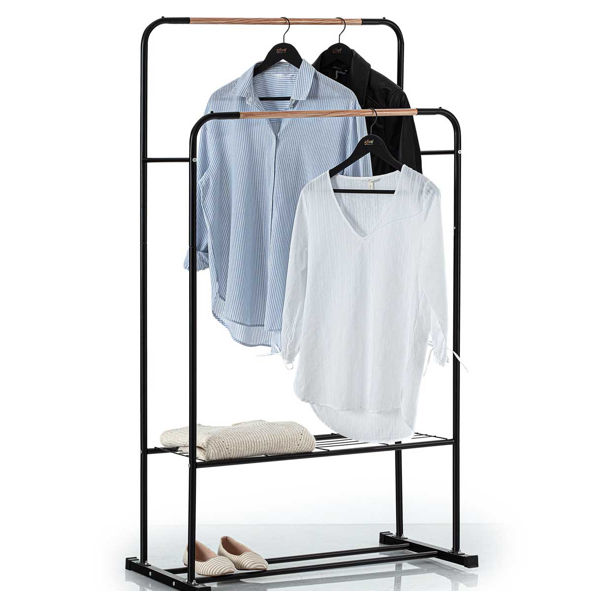 Cavalete Duplo Artemis Preto Em Metal 150cm