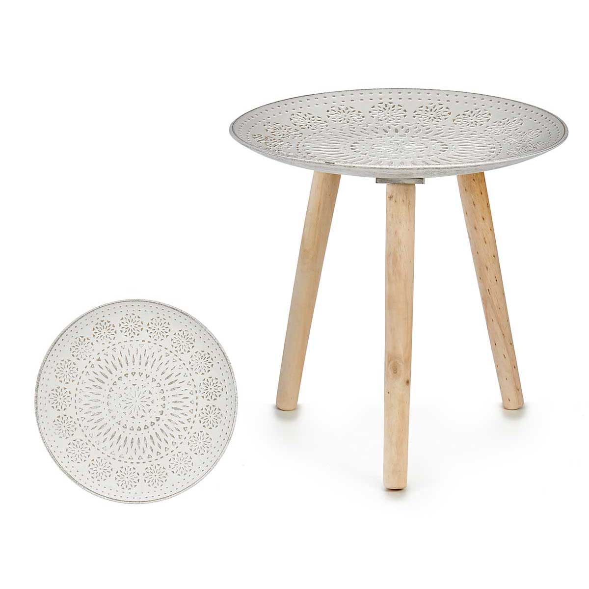 Mesa Auxiliar De Madera Tapa Decorativa Mandala