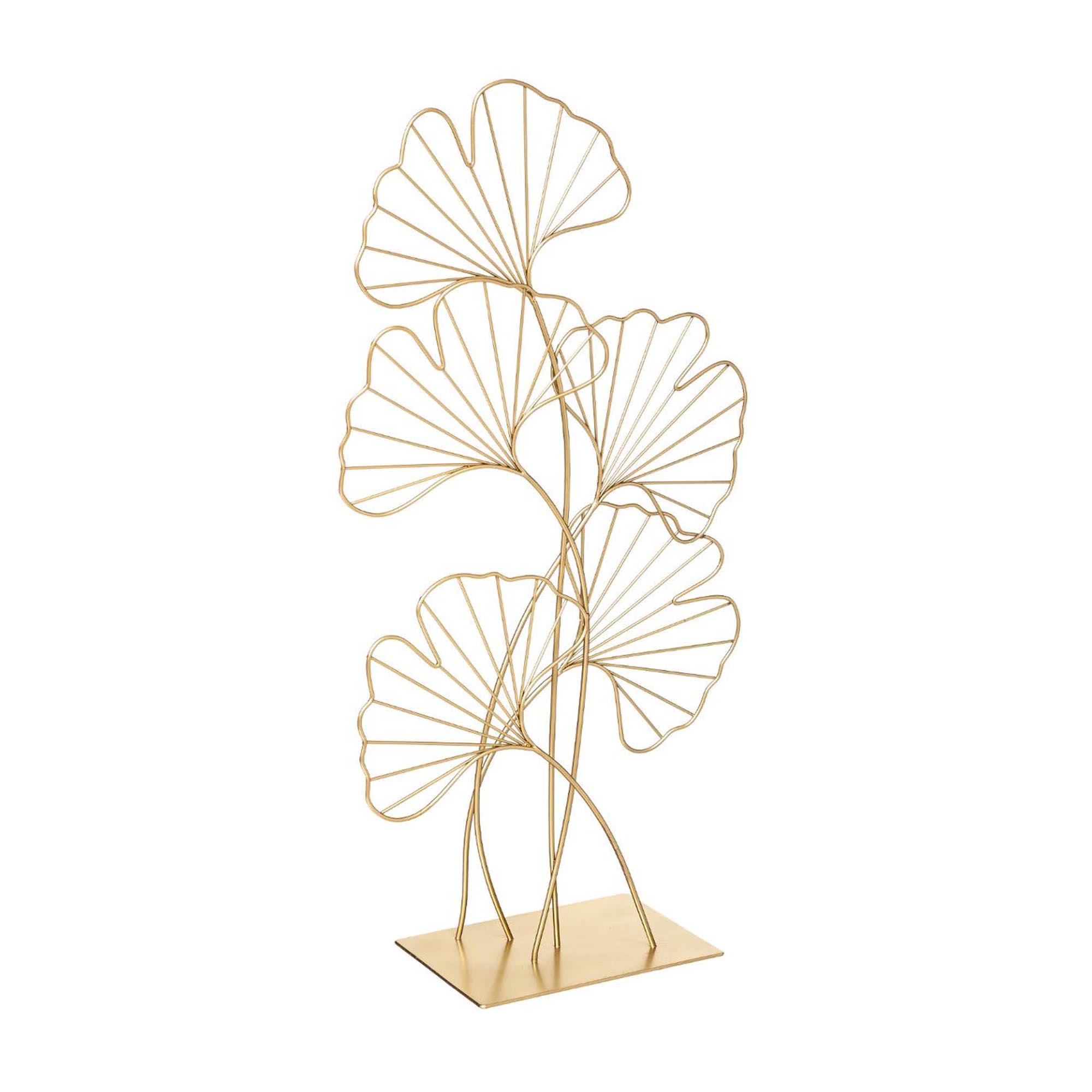 Estátua Decorativa Folha Ginko Dourada