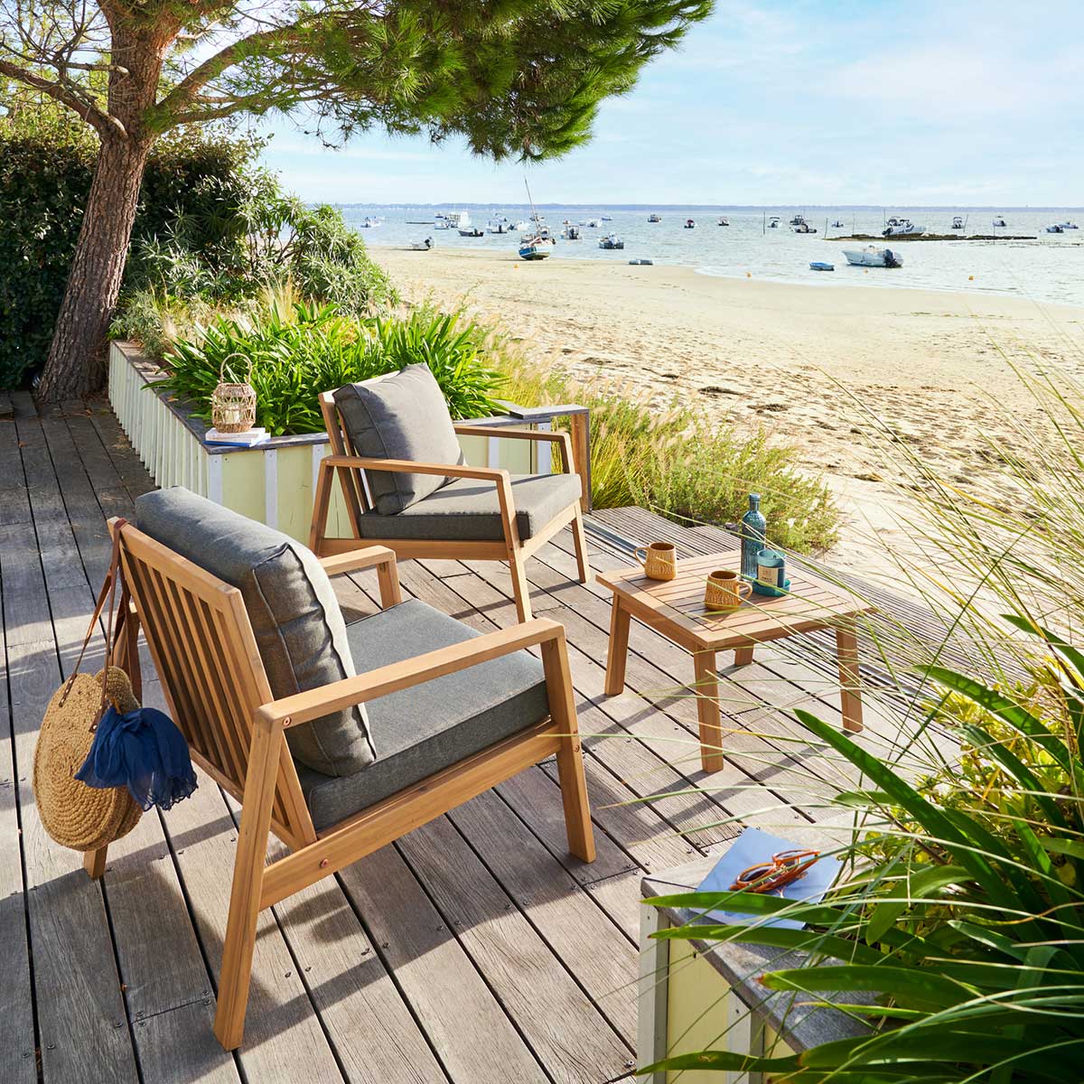 Juego de jardín TIWI de madera acacia 