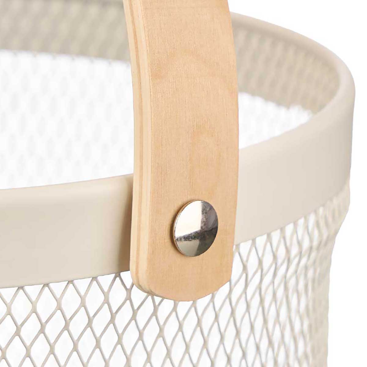 Cesta redonda de metal blanco 25.5cm