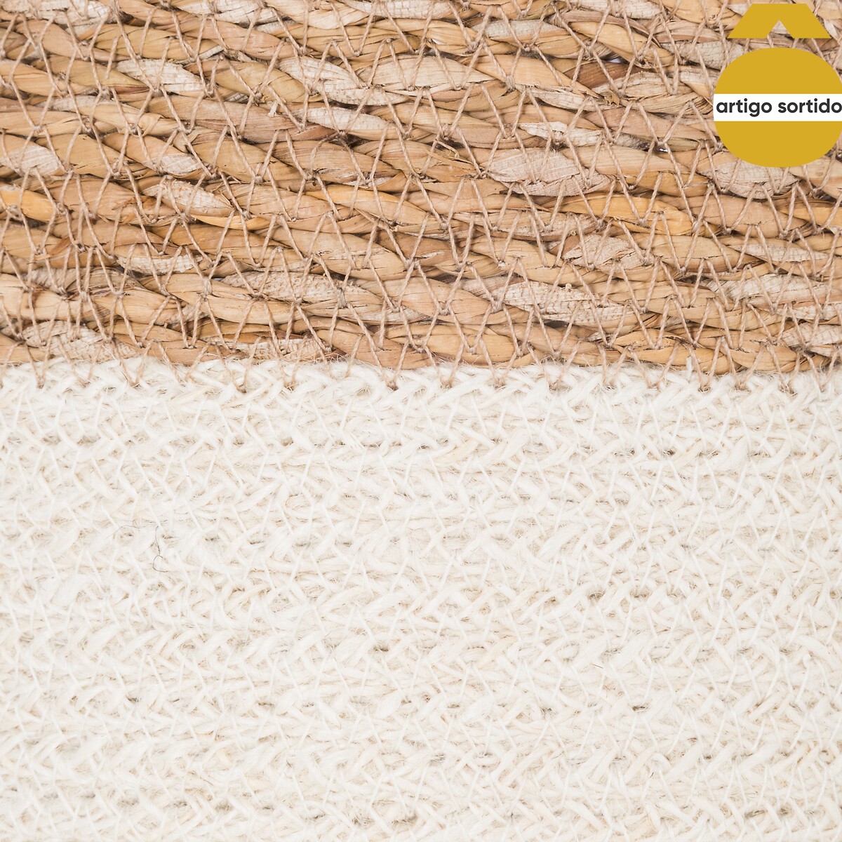 Cesto Seagrass Natural E Branco 27cm