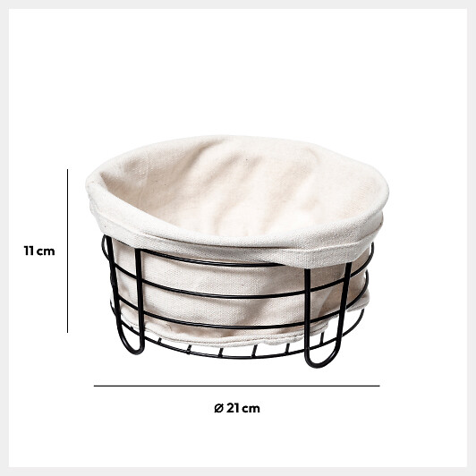 Panera De Metal/Tela Beige 21x11Cm