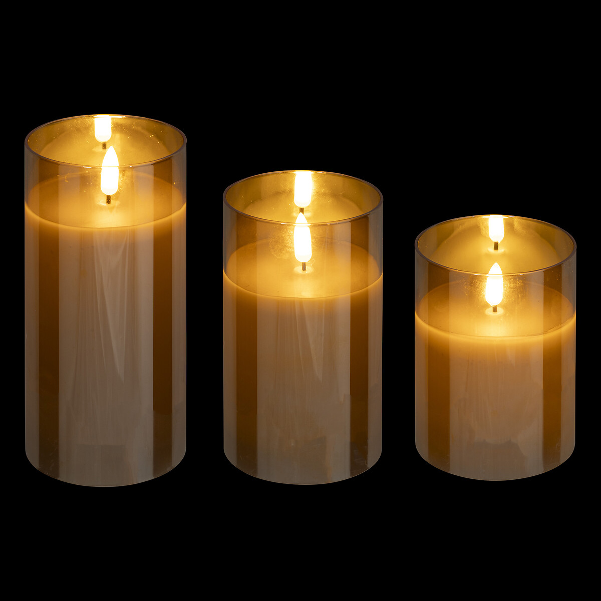 Juego de 3 velas led &aacute;mbar SENA