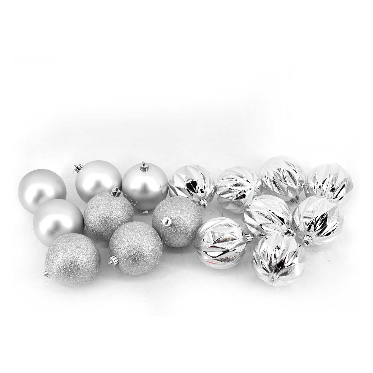 Conjunto De 16 Bolas Prateadas