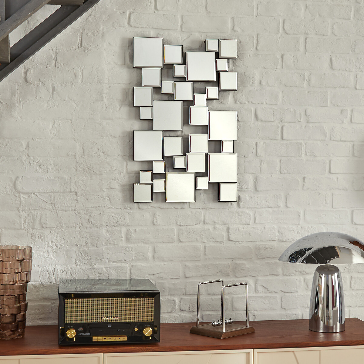 Espejo decorativo JANDIRA plateado 60x38cm