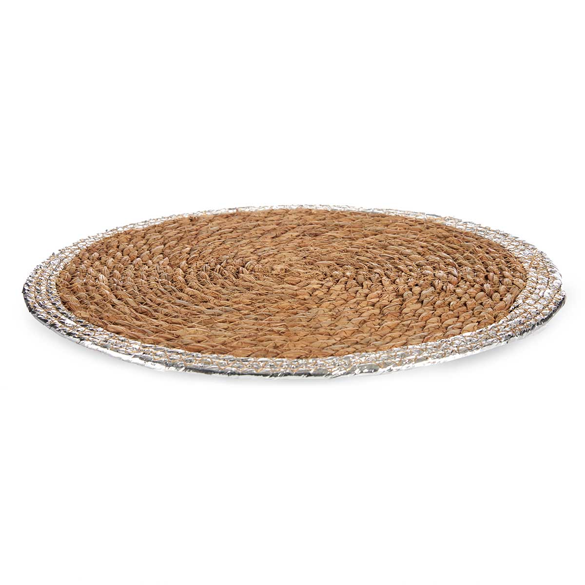 Mantel Individual Mesa Natural Con Borde Plateado