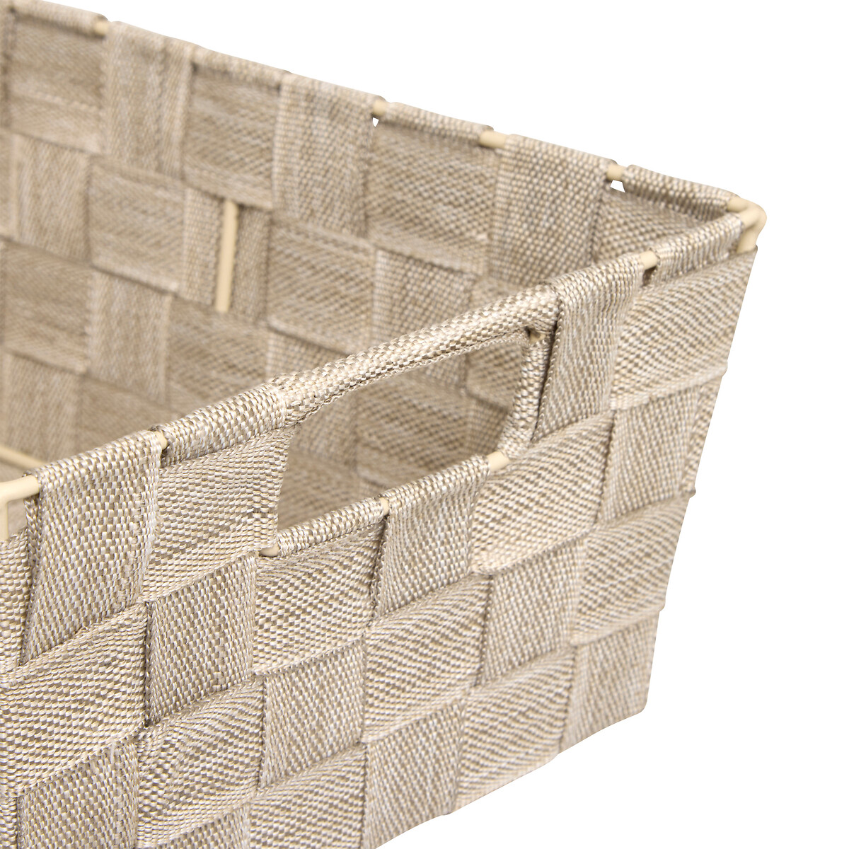Cesta de almacenaje beige de poli&eacute;ster 28cm