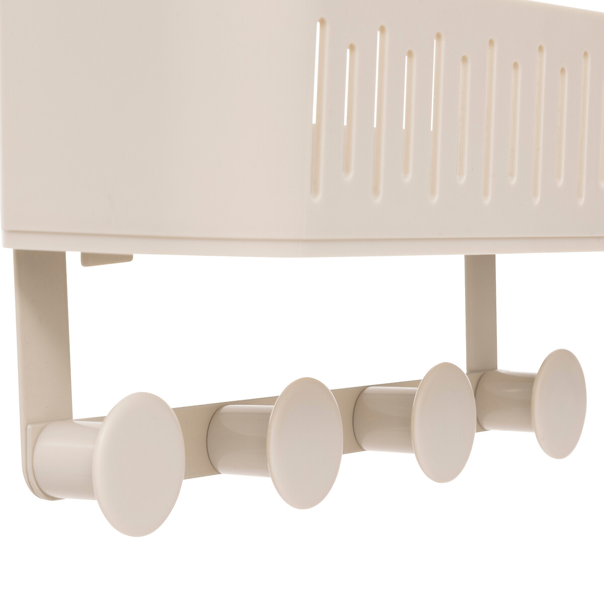 Soporte para ducha beige met&aacute;lico con 4 ganchos