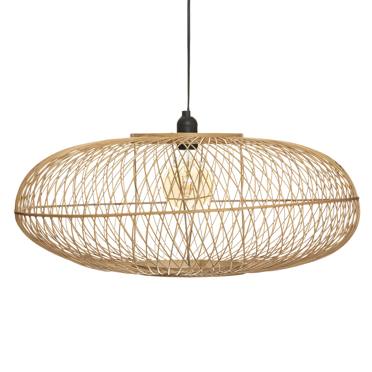 Candeeiro De Teto Loren Bege Em Bambu