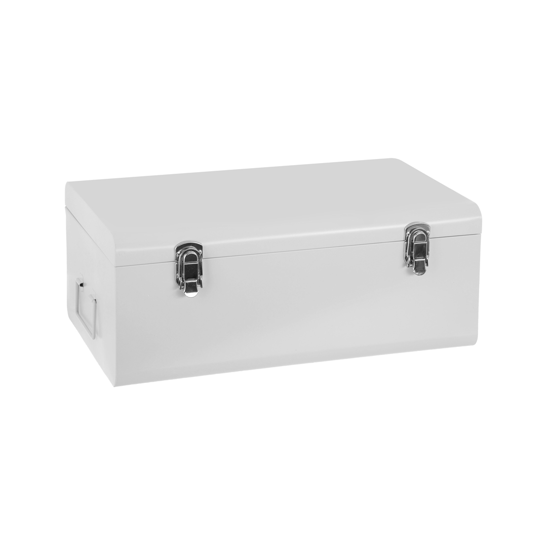 Baú De Metal Branco 19x28x47cm