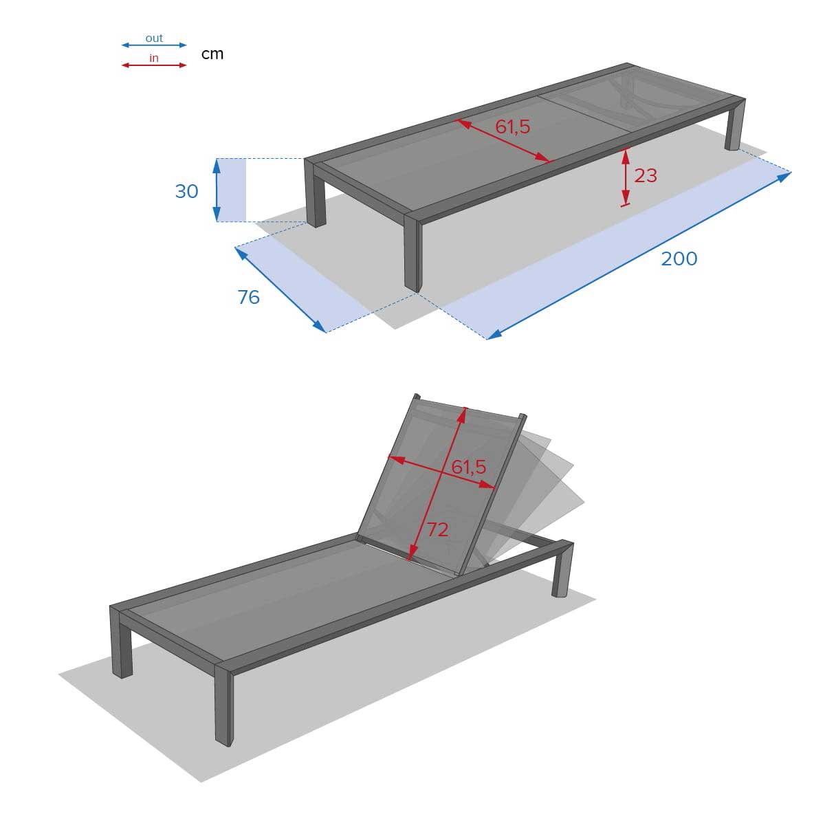 Tumbona EVASION gris grafito