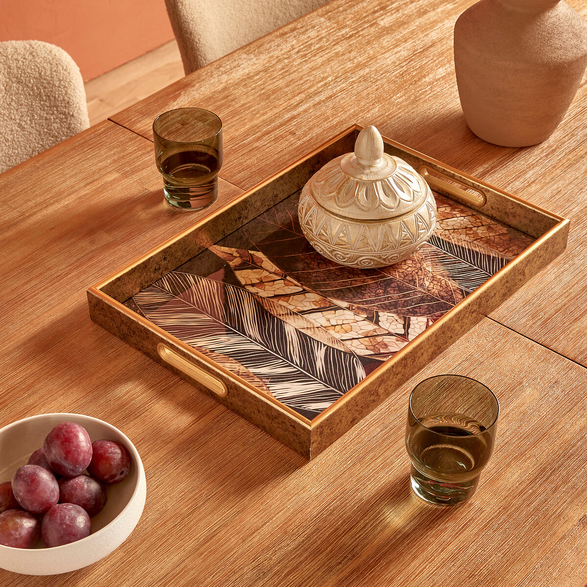 Bandeja CALVI rectangular marr&oacute;n