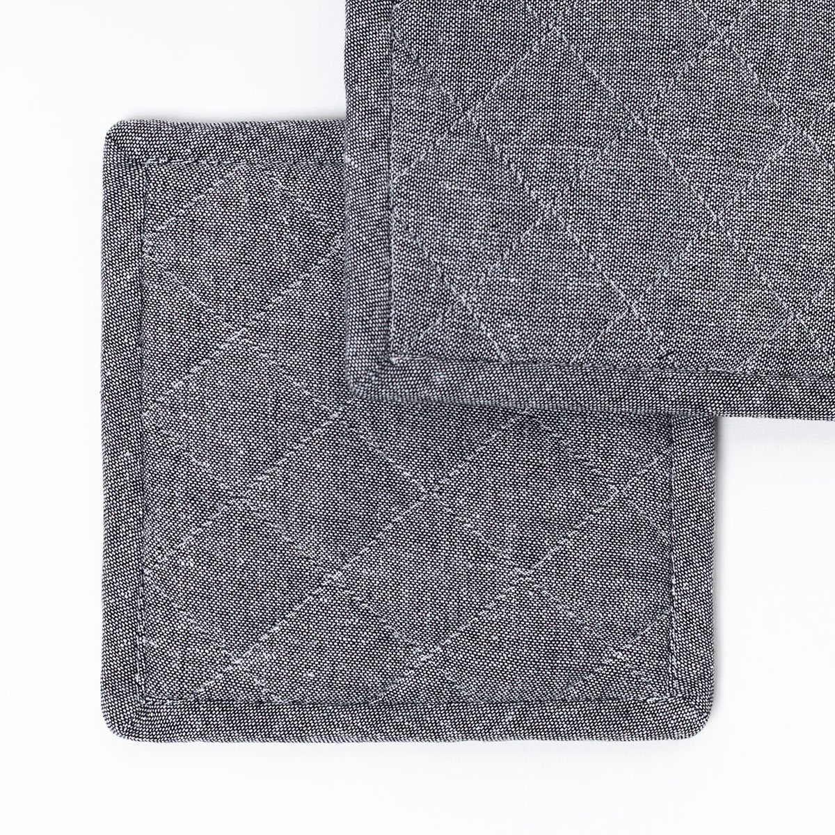 Juego de 2 agarradores con frase gris de algodón