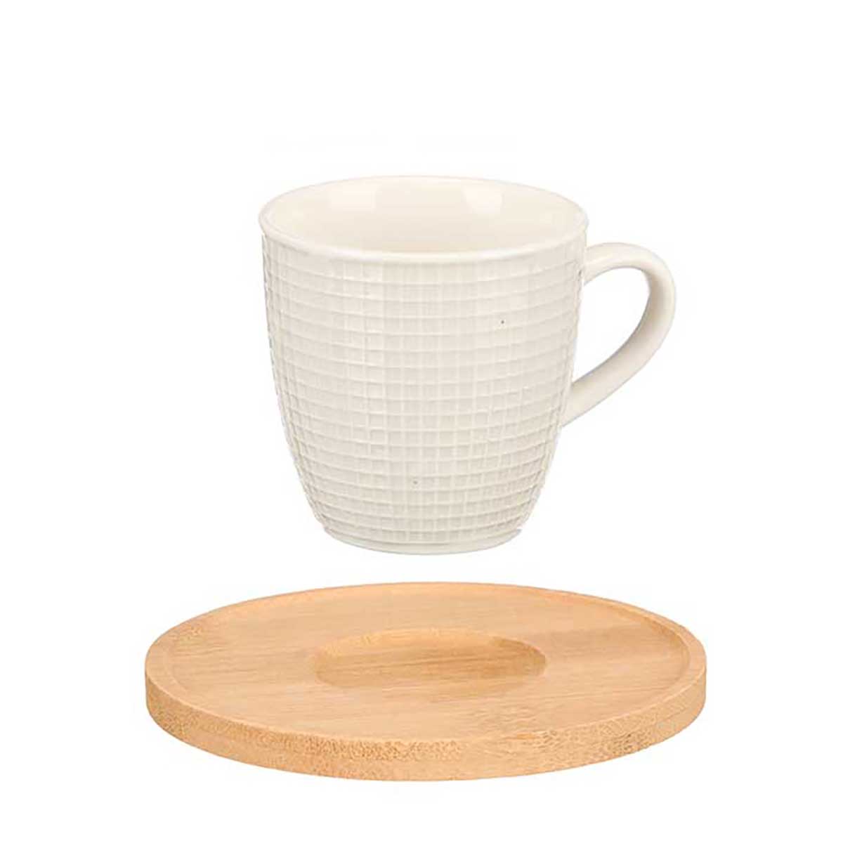 Set De 6 Tazas De Caf&eacute; Con Plato de Bamb&uacute;