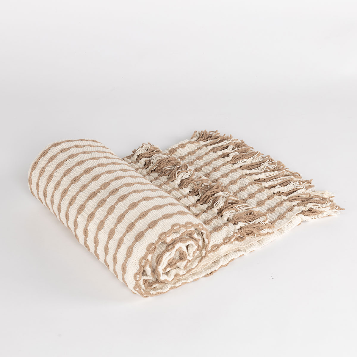 Manta ELM beige y taupe 130x160cm