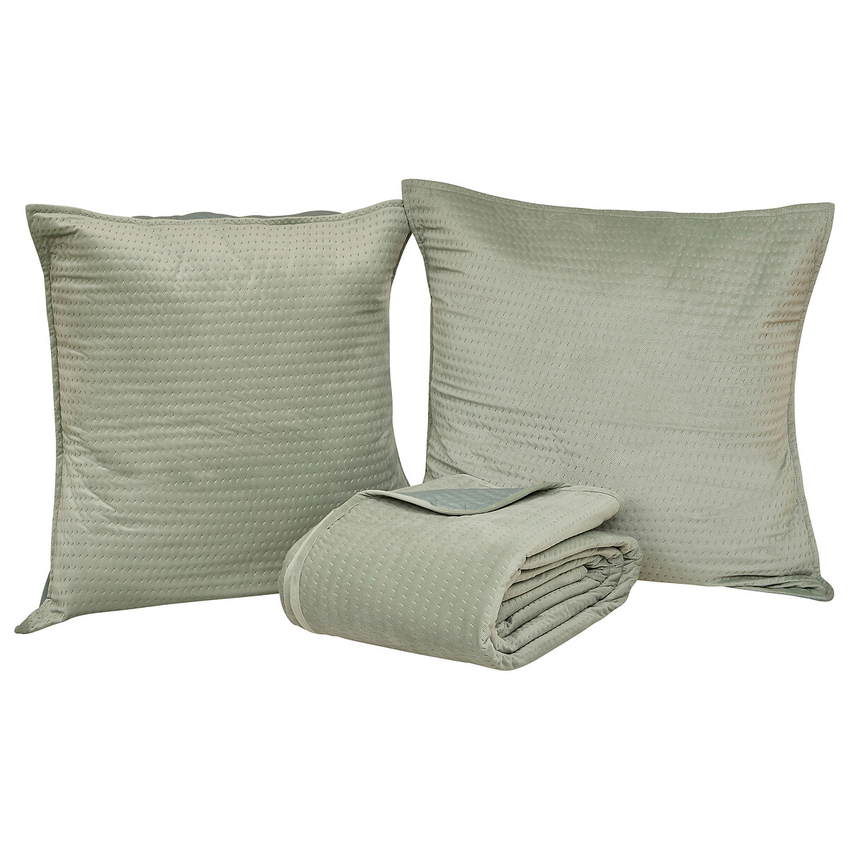 Colcha y 2 fundas de almohada LILOU verde 240x260