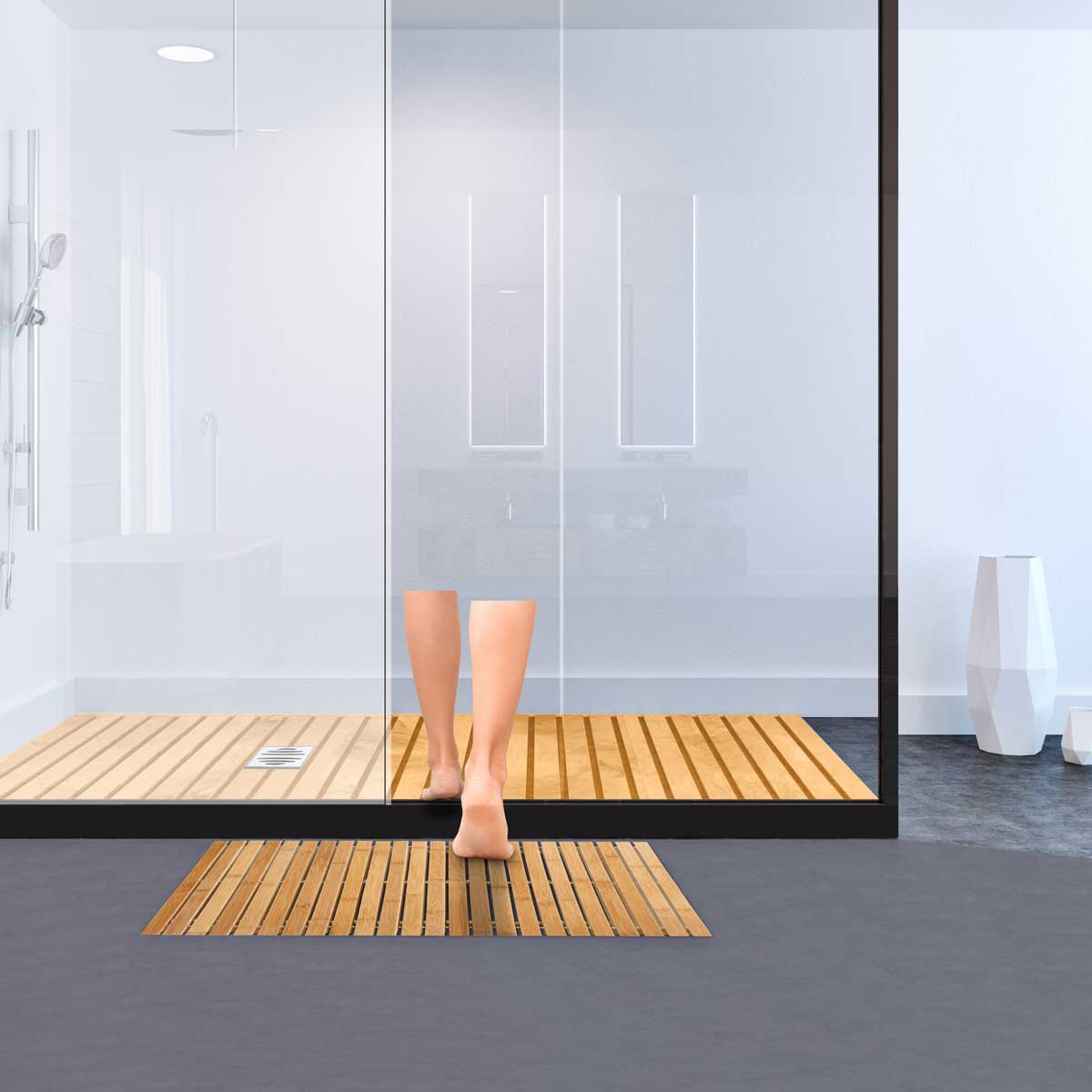 Alfombra De Bambú P/El Baño 40x60Cm