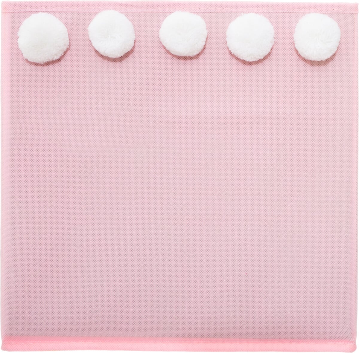 Cubo De Arruma&ccedil;&atilde;o Rosa Com Pompons 29cm