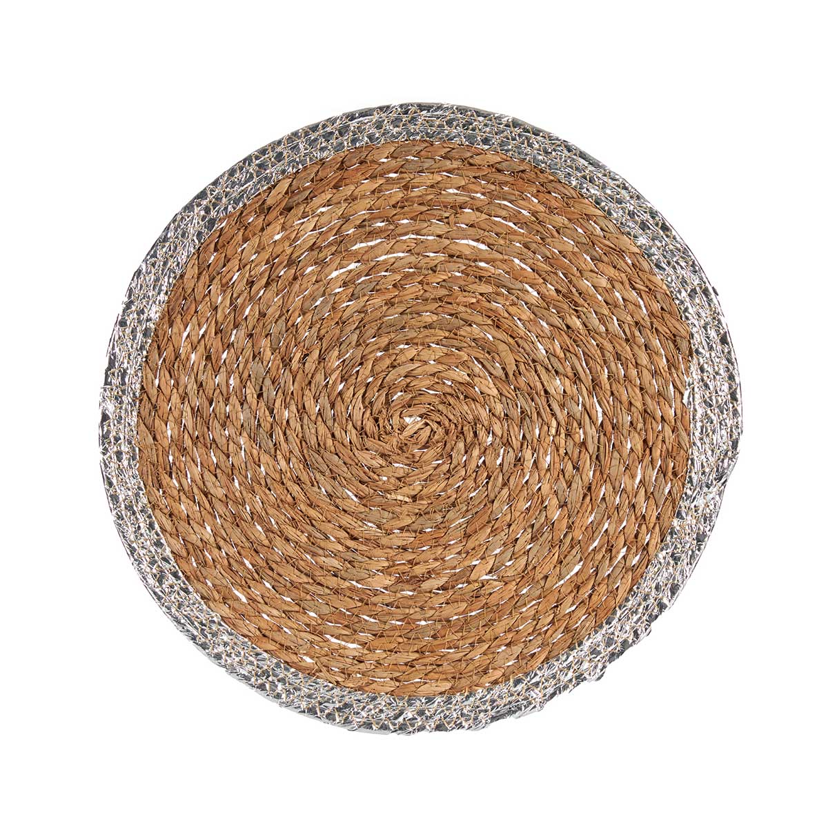 Mantel Individual Mesa Natural Con Borde Plateado