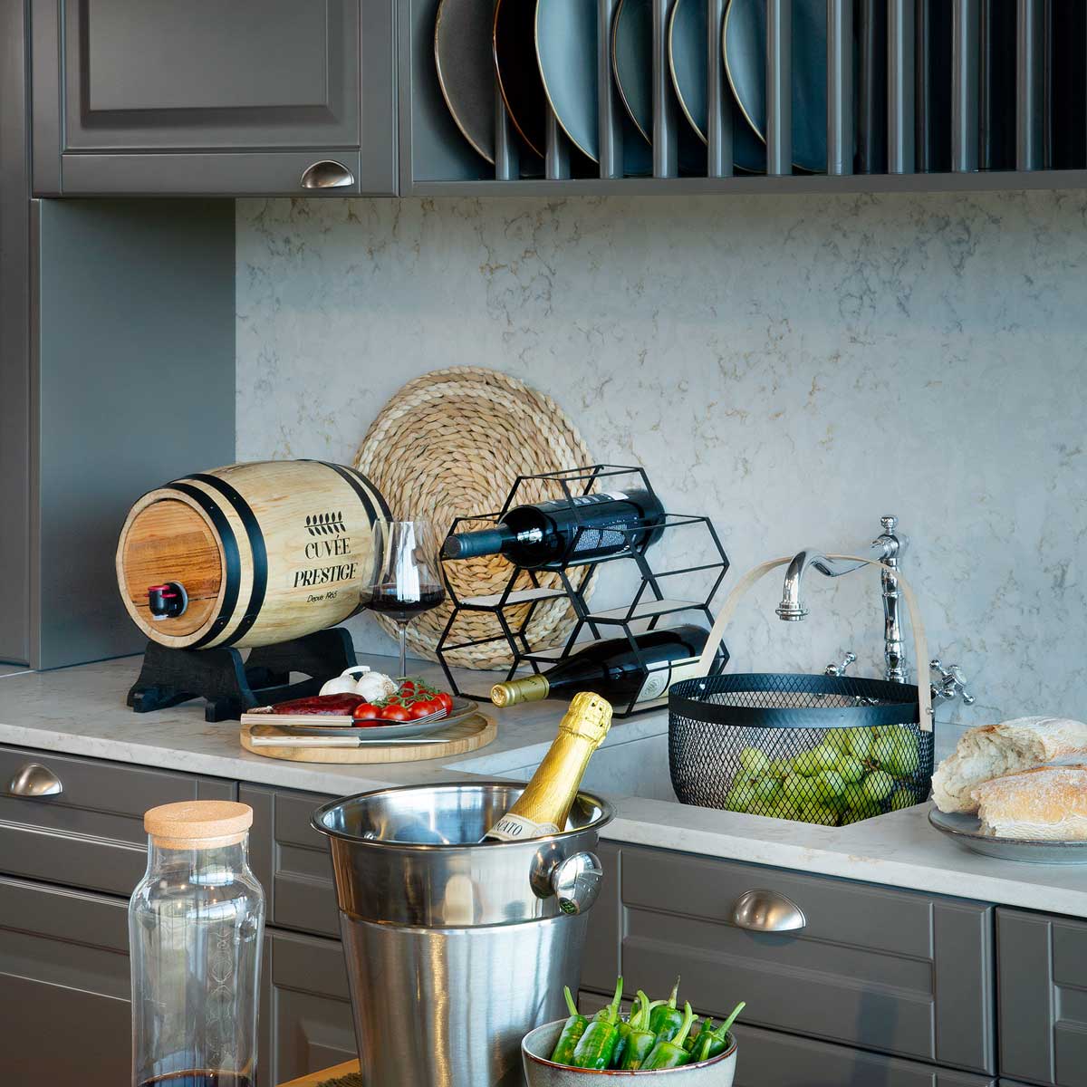 Botellero Para 6 Botellas Metal/Madera