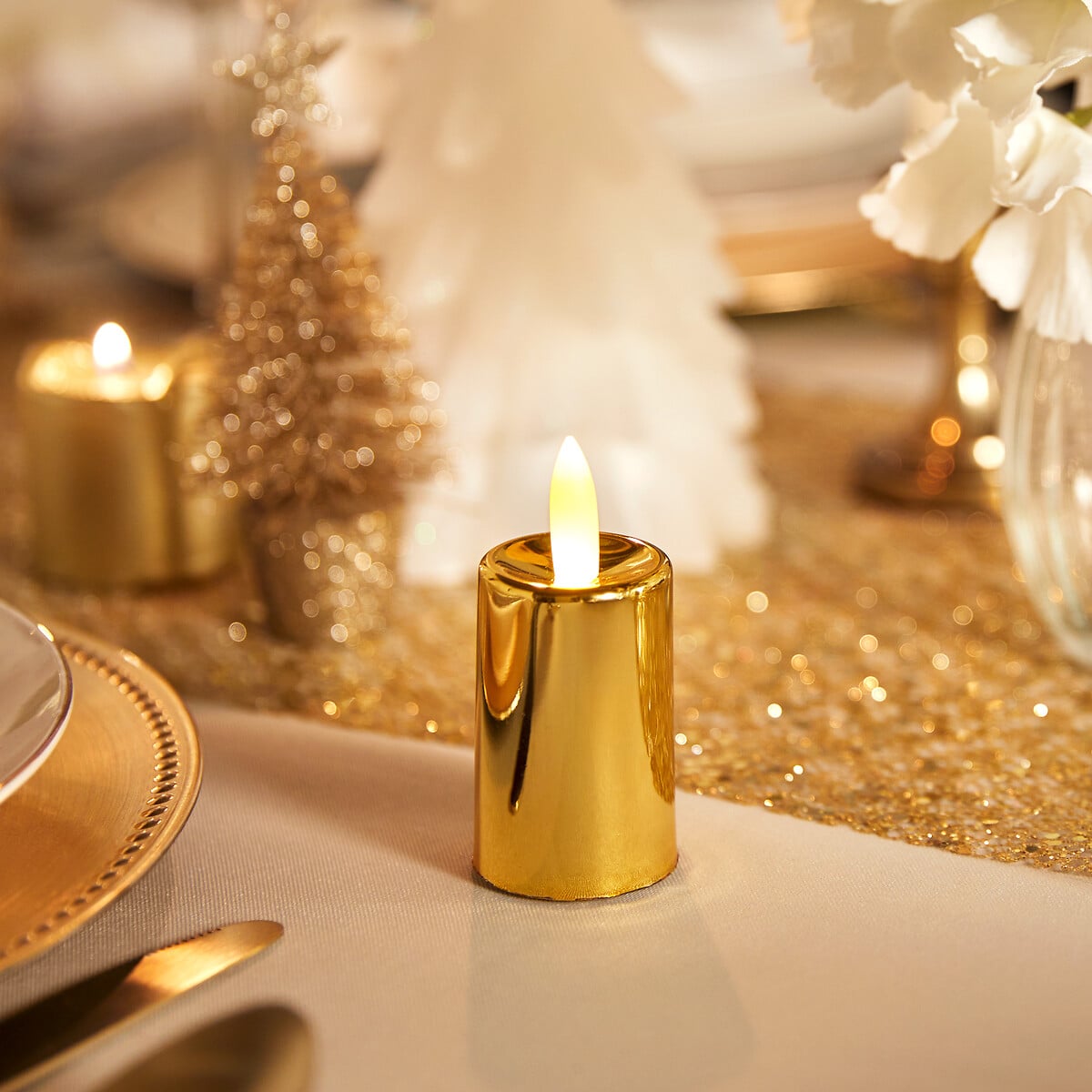 Set de 4 velas led doradas 