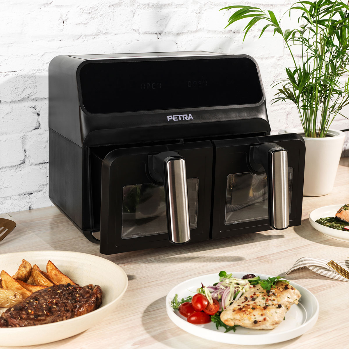 Fritadeira Air Fryer Petra Preta Com Janela De Vidro 7,6L