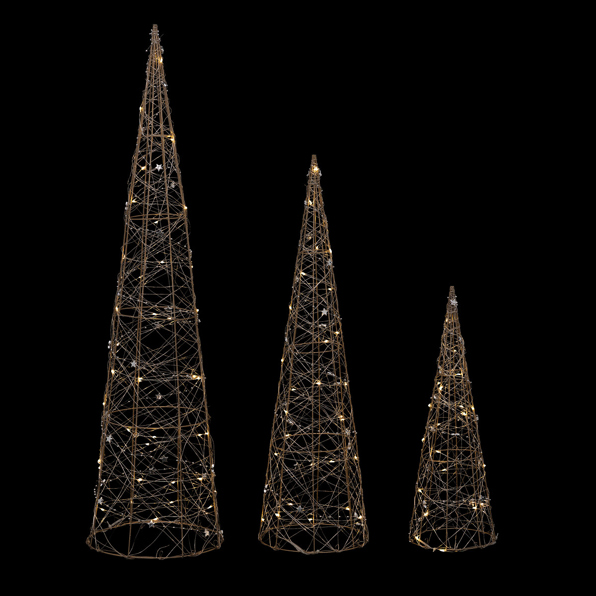 Cone Decorativo Com LEDs Branco Quente 80cm