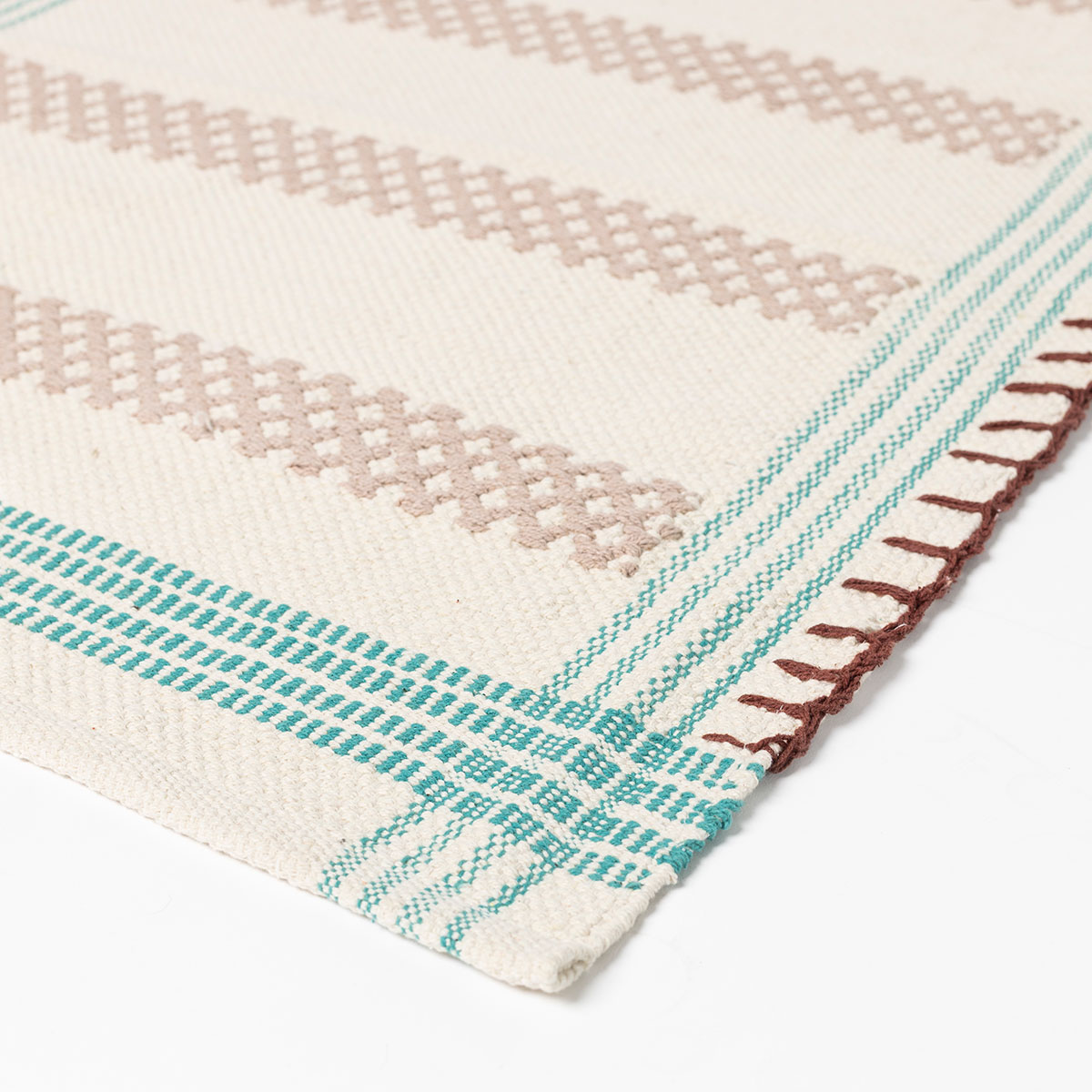 Alfombra de cocina WONJA beige y azul 60x150cm