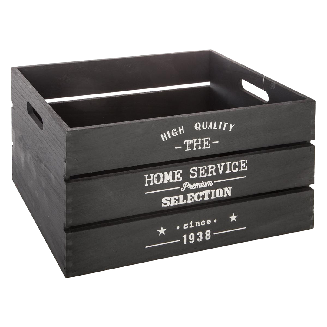 Caja De Madera Factory Negra 40x30x22Cm