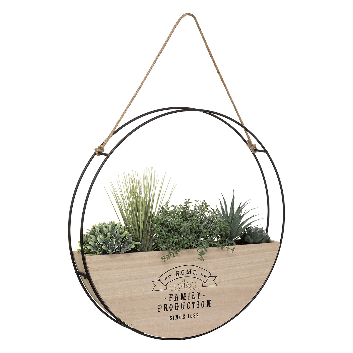 Florero Redondo Colgante De Madera 44Cm 