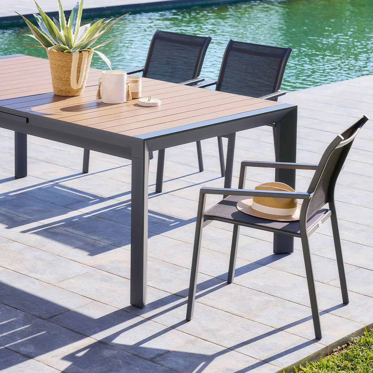 Mesa extensible autom&aacute;tica &Eacute;VASION honey/graphite