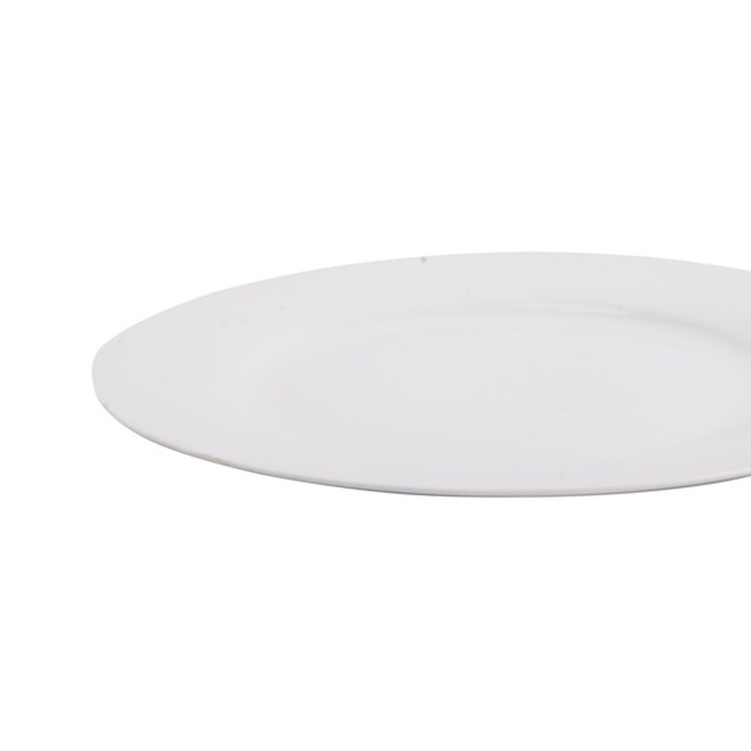 Prato Raso Giz Branco Em Cer&acirc;mica 27cm