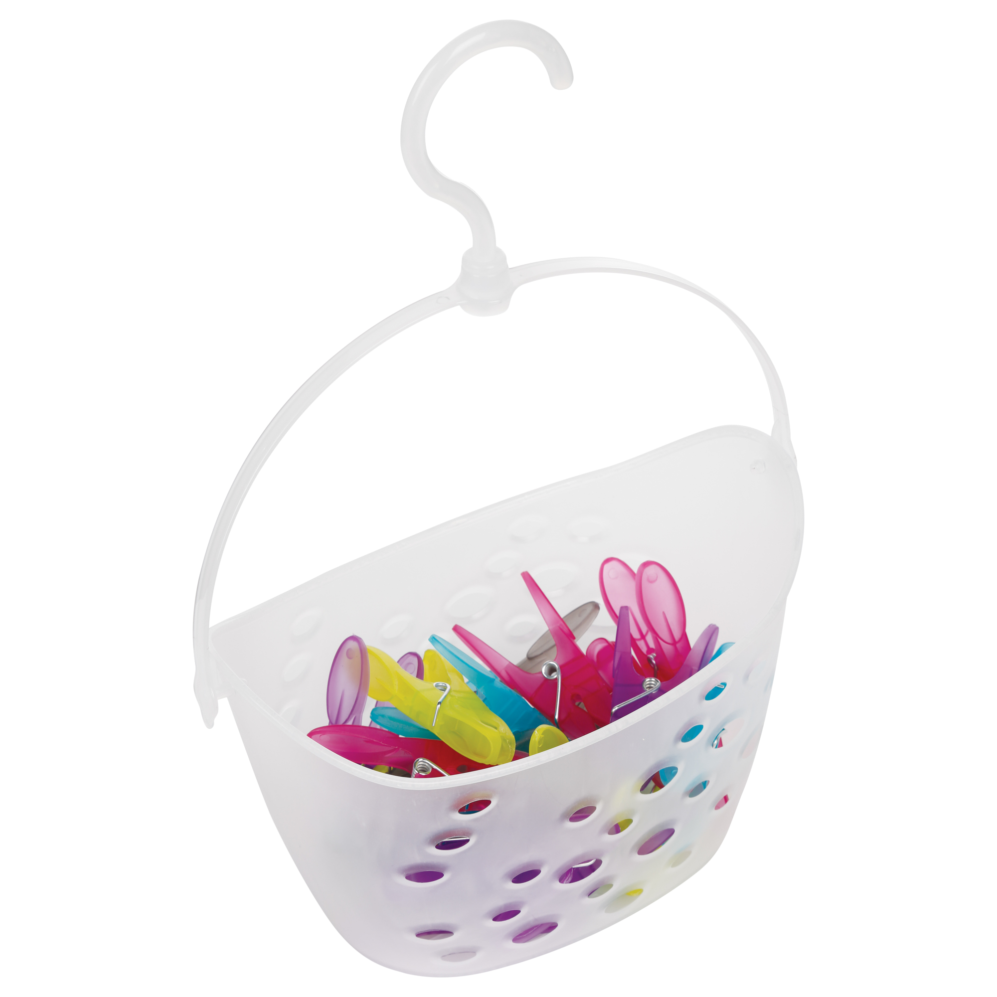 Cesta Con 24 Pinzas Coloridas P/Ropa 