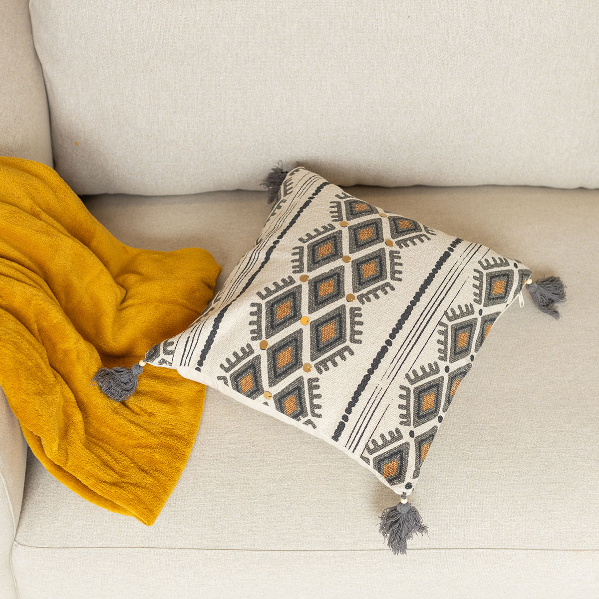 Funda De Cojín Con Decoración Azteca