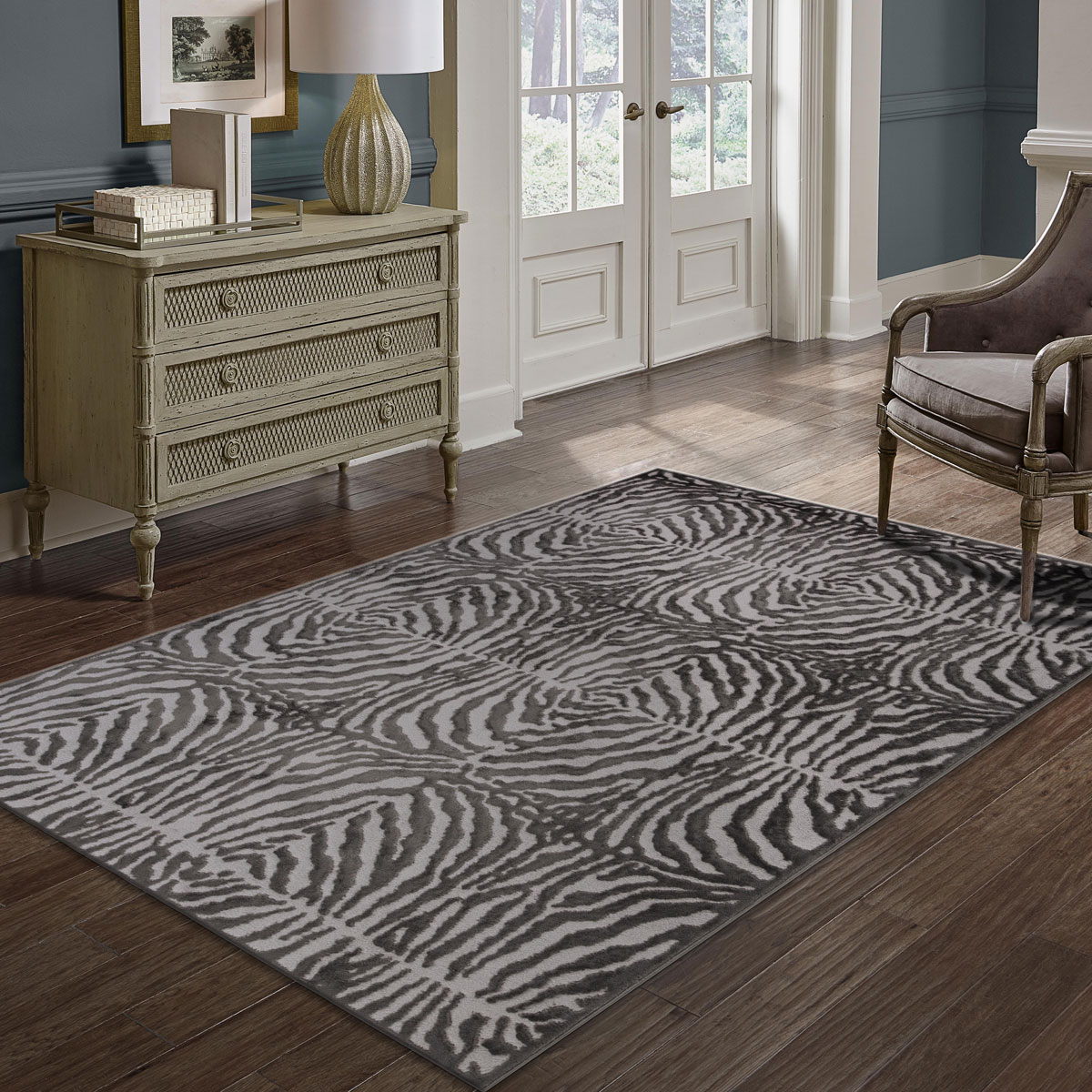 Tapete Zaha Zebra Cinza Antracite 200x285cm