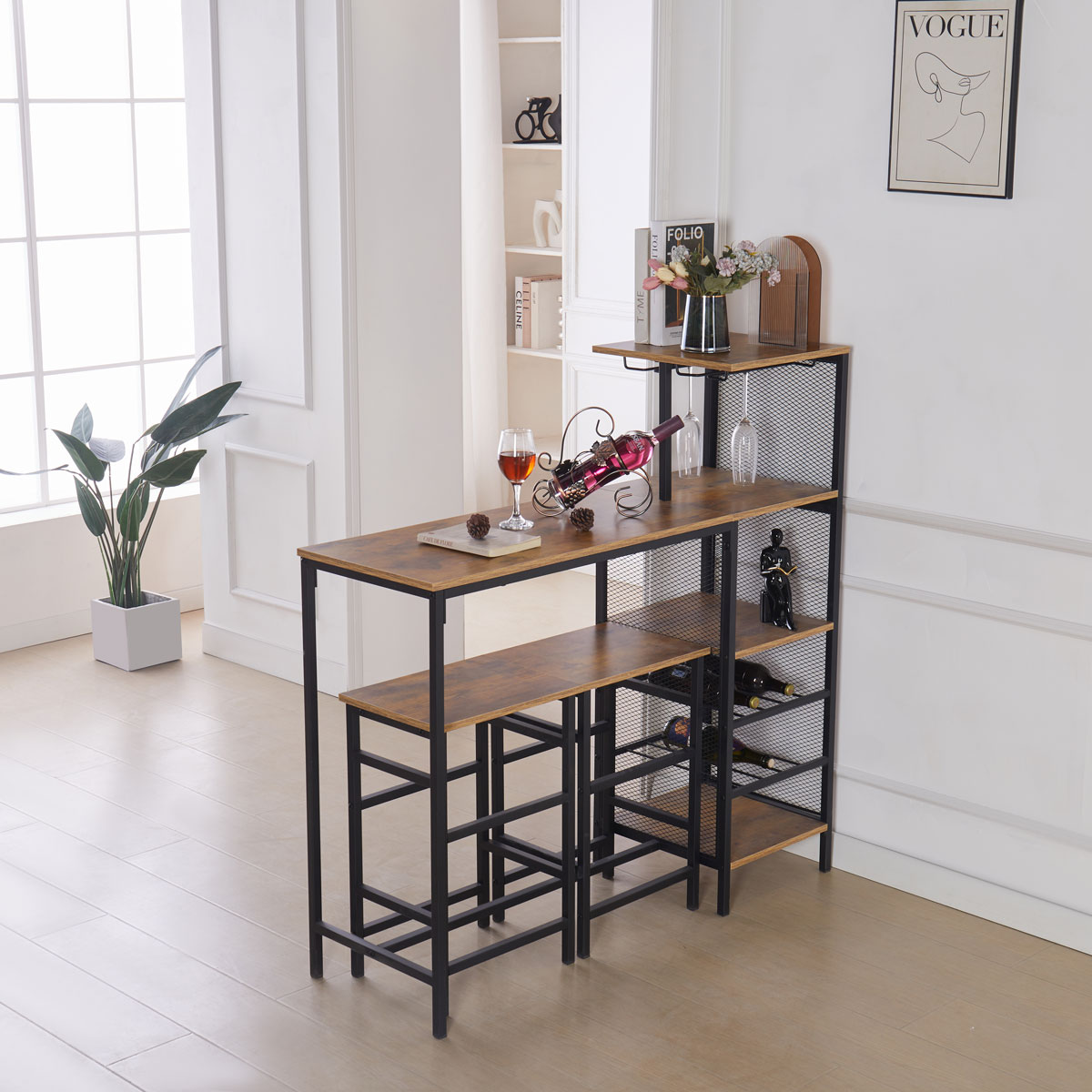 Cojunto de bar DAHLIA mesa y 2 taburetes