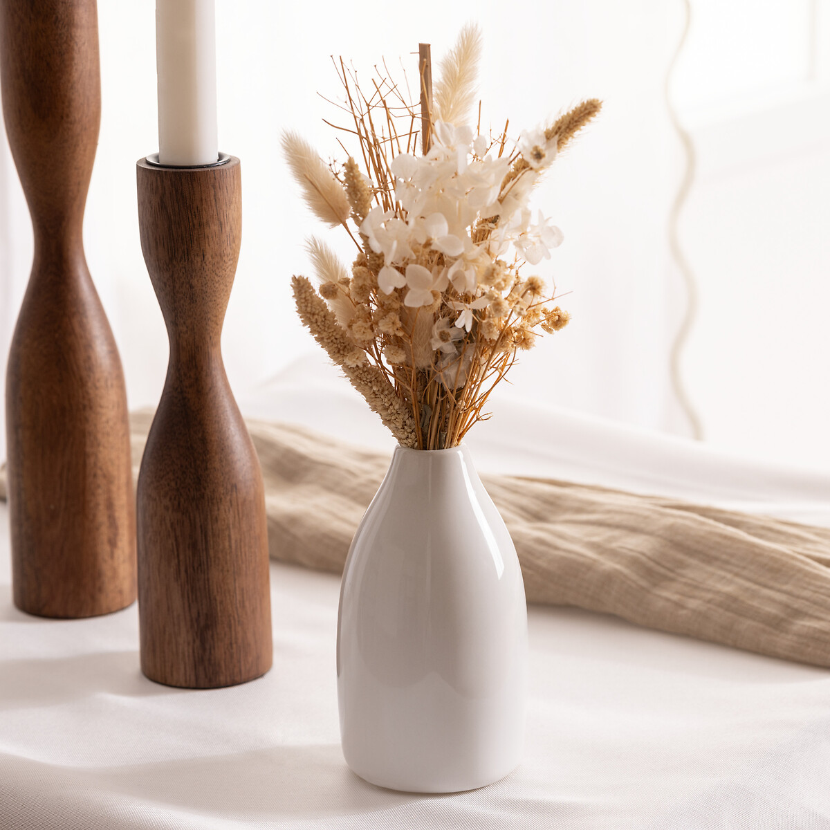 Jarrón De Cerámica Con Flores Secas 25cm