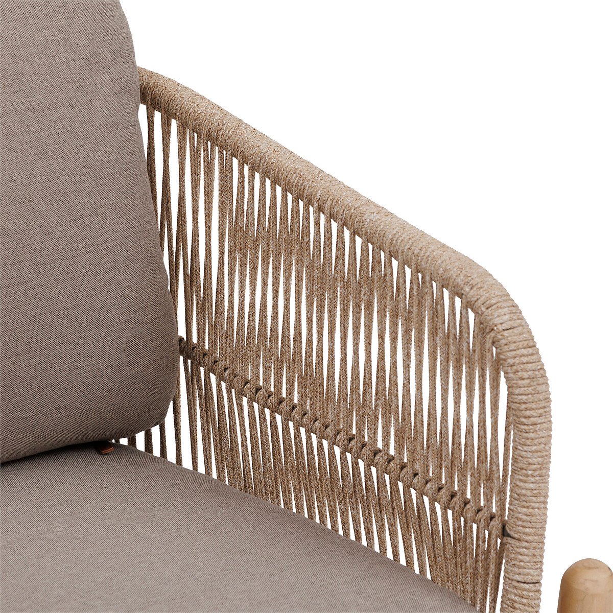 Sof&aacute; DEONA gris pardo de madera acacia 3 plazas