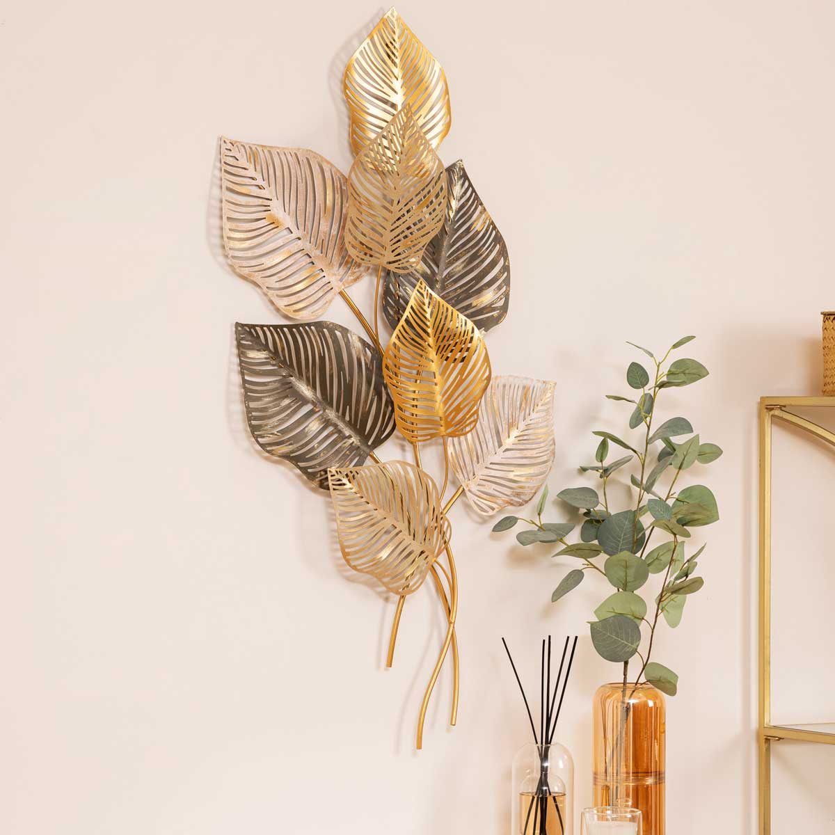 Decoración de pared NADIA hojas metal