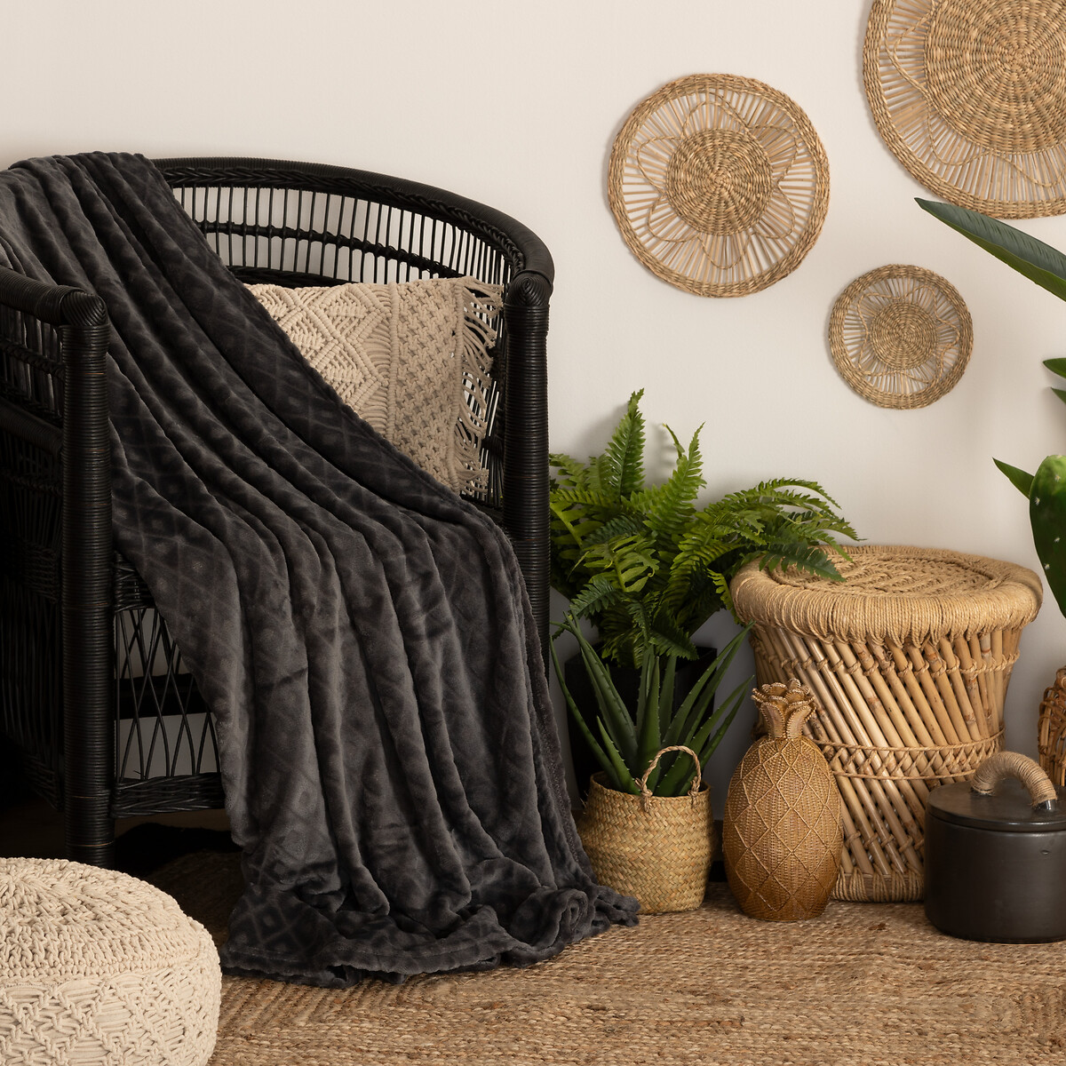 Manta Rombos 3D Gris 180x230Cm