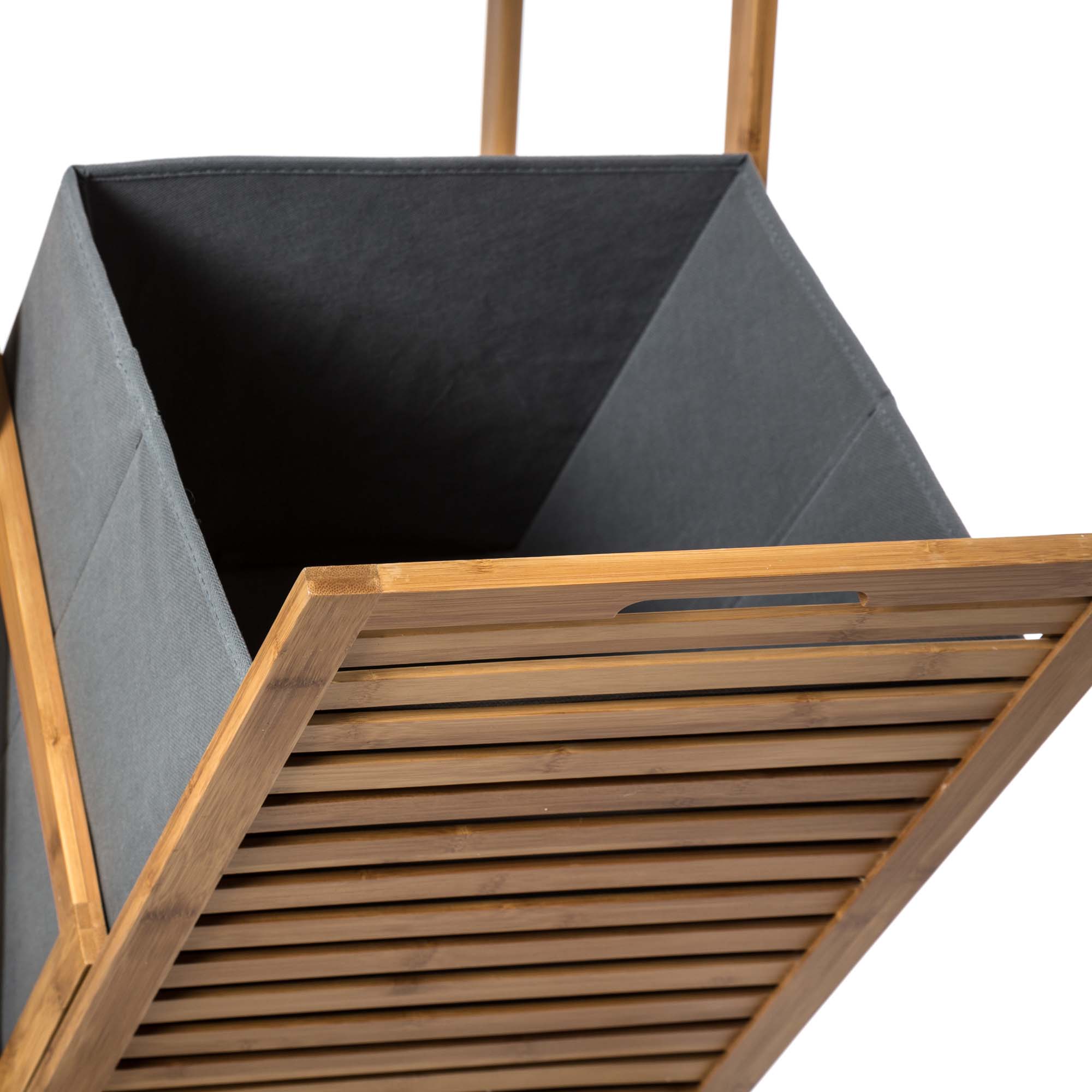 Estantería Bambú Con Cesto Para La Ropa