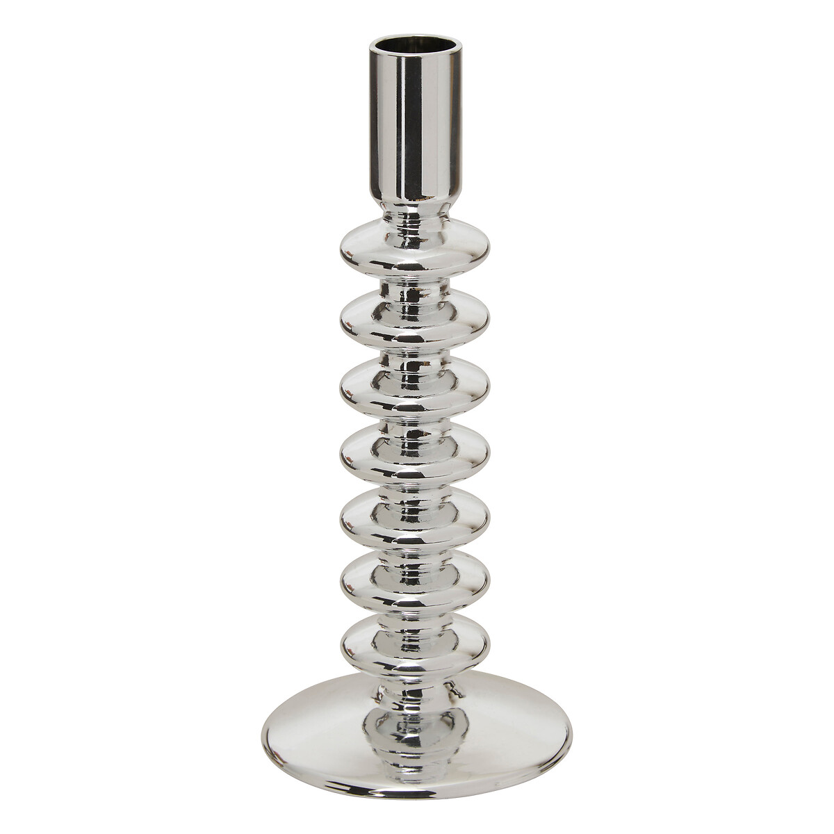 Portavelas SKY plateado de vidrio