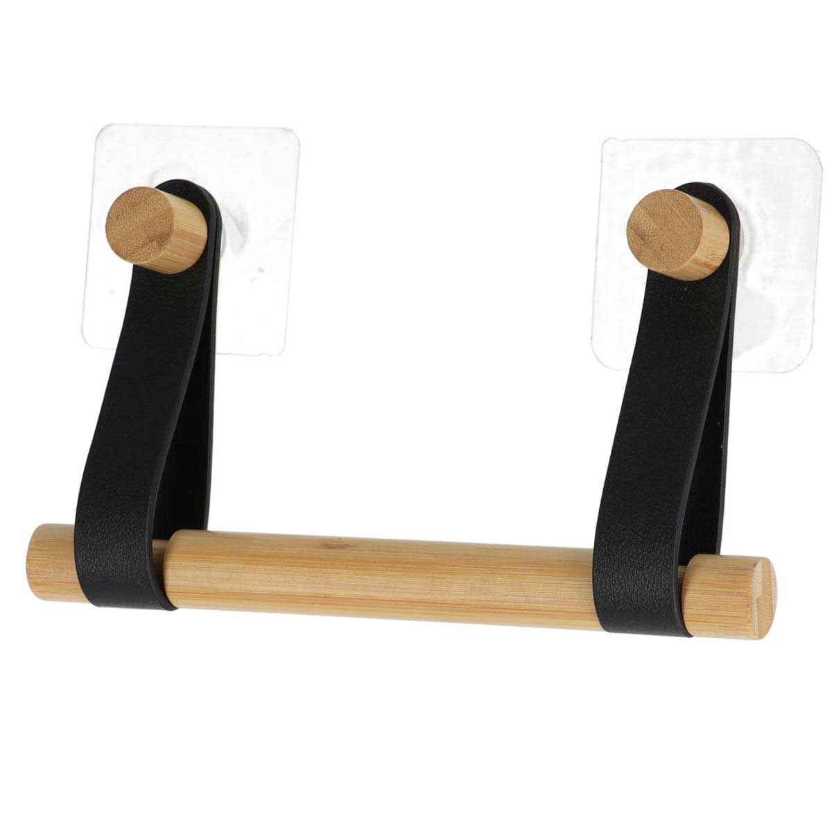 Porta Rolos Wc Em Bambu Com Al&ccedil;a Preta